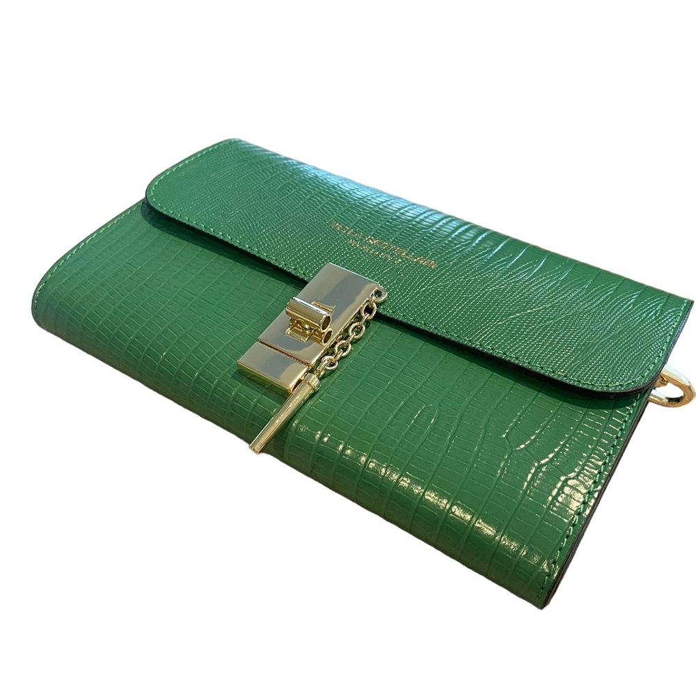 Viola Castellani Green Leather Chain Bag purse. - Picture 4 of 7